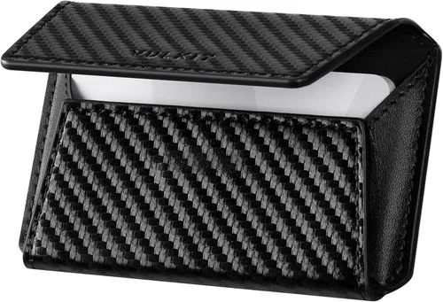 Vista 8 de VULKIT Funda de cuero para tarjetas de visita para hombre, delgada, con bolsillo, tarjetero para tarjetas de presentación, con capacidad para 20