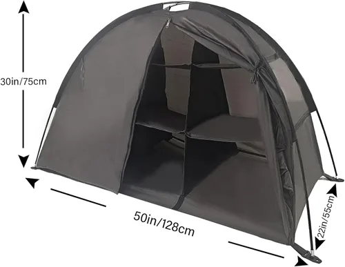 Vista 6 de Tienda organizadora de zapatos RV con 9 estantes, tienda de campaña de almacenamiento al aire libre con solapa con cremallera, almacenamiento de 9