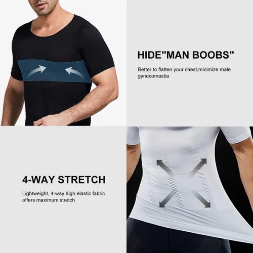 Vista 9 de Arjen Kroos Men's Gynecomastia Compression Shirts Shapewear Body Shaper Slimming Undershirts