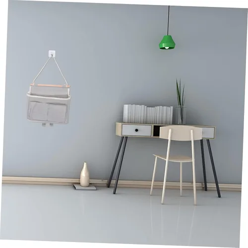 Vista 6 de Cabilock Bolsa de almacenamiento colgante Gancho para colgar en la puerta, organizador de dormitorio, bolsa para colgar en la pared gris para oficina