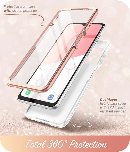 Vista 2 de i-Blason Funda para Samsung Galaxy A32 5G (2021), protección completa 360 purpurina parachoques cubierta [Cosmo] diseño de patrón con protector