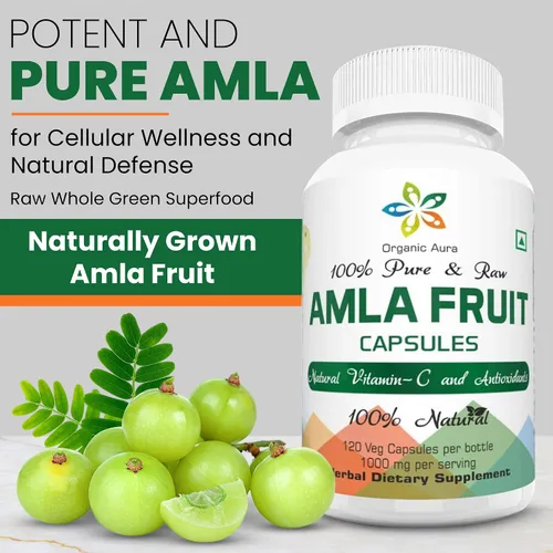 Vista 3 de Cápsulas AMLA. 1000 mg por porción, 120 cápsulas vegetales. Superalimento entero verde crudo. Todo natural, fresco y original. Sin OMG y sin gluten.