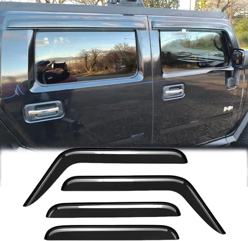 Vista 10 de Deflector de viento para ventana lateral a prueba de sol e impermeable, juego de 4 piezas de protectores de lluvia de repuesto, visera de ventana