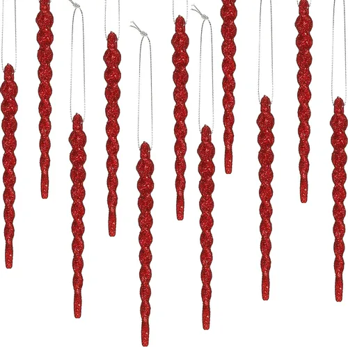 Vista 22 de 30 piezas de carámbanos de plástico trenzados para árbol de Navidad; adornos colgantes para árbol de Navidad, fiesta de Navidad, boda, fiesta