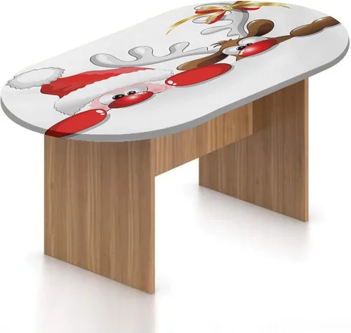 Vista 11 de Mantel ajustable ovalado de poliéster con bordes elásticos de Navidad, felicitación de Año Nuevo con estampado de guirnalda de acebos, se adapta a
