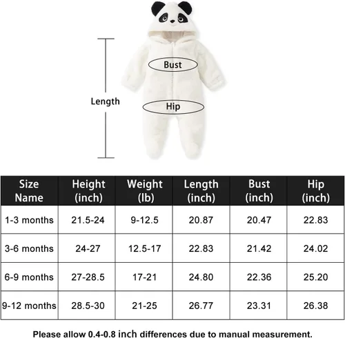 Vista 6 de pureborn Newborn Baby Fleece Footed Jumpsuit Hooded Pramsuit Winter Snowsuit for Infant Boys Girls 0-12 Months