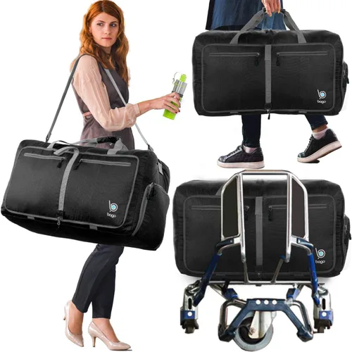 Vista 6 de Bago Bolsa de viaje para hombre y mujer, ligera, plegable, bolsa de lona para equipaje de 15.85 gal, 21.13 gal, y 26.42 gal (60 L, 80 L y 100 L)