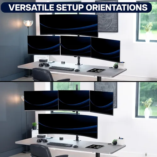 Vista 6 de VIVO Soporte de escritorio extra alto para monitor cuádruple para ultraanchos de hasta 49 pulgadas en el soporte superior y pantallas de 27 pulgadas