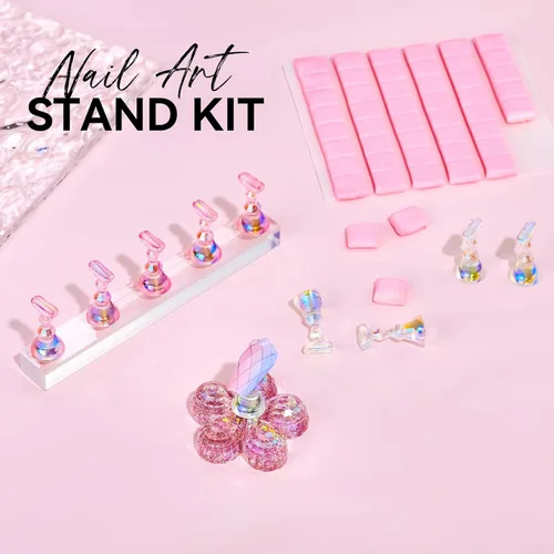 Vista 2 de Makartt Soporte de uñas para uñas a presión, práctica de pintura artística, soporte magnético para pintar uñas, soporte para diseños de uñas