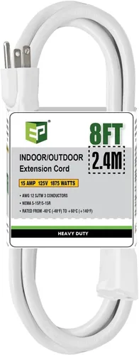 Vista 11 de EP 50 Ft Heavy Duty Outdoor Extension Cord, 12/3 SJTW Black 3-Prong Negro