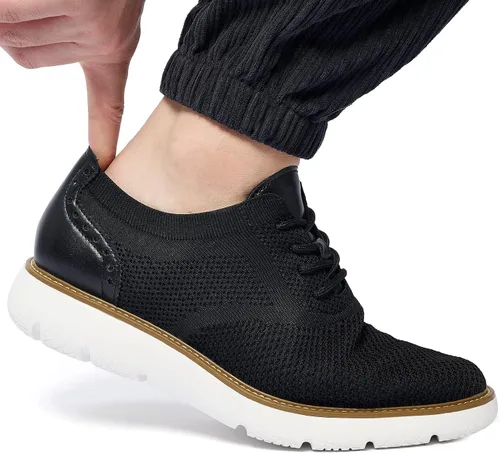 Vista 7 de RYIKA Zapatos deportivos casuales para hombre, cómodos, de punto, de malla, ligeros, transpirables, formales, Oxford, para negocios