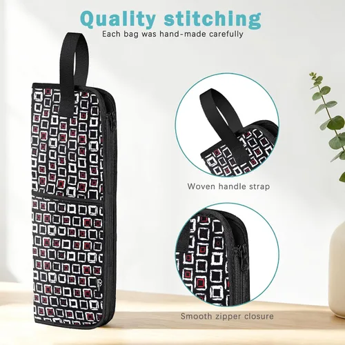 Vista 5 de WK IEASON Bolsa de viaje para herramientas para el cabello con alfombrilla A cuandros negros