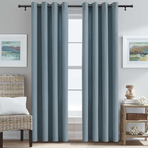 Vista 37 de H.VERSAILTEX Cortinas de cocina texturizadas de lino natural con ojales de 45 pulgadas de largo, lino sintético grueso para oscurecer la habitación