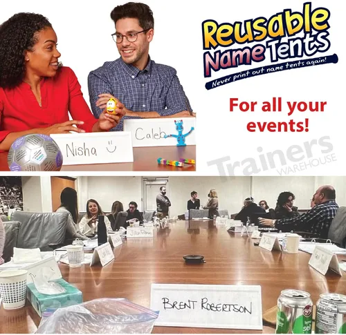 Vista 7 de Trainers Warehouse Tarjetas de nombre reutilizables de borrado en seco de alta calidad (11 x 4 pulgadas), juego de 12 cajas Las tarjetas de tienda