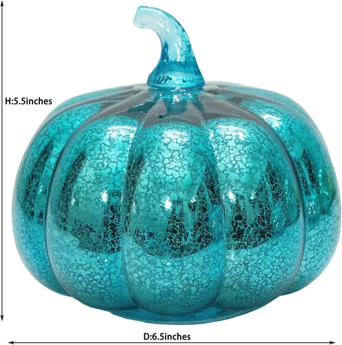 Vista 8 de Mercury Glass Pumpkin Light with Timer, with 10 Fairy Lights Inside,Battery Operated Led Pumpkin Light,Ideal for Halloween Fall Decoration
