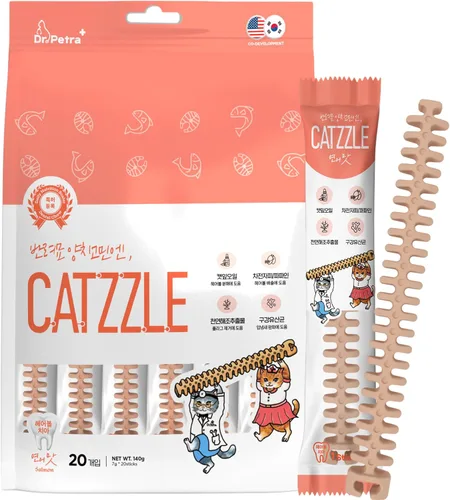 Vista 11 de CATZZLE Golosinas para gatos, masticables dentales para gatos de interior, limpieza de dientes de gato, aperitivos para el cuidado dental – control