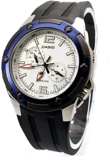 Vista 7 de Casio Reloj de cuarzo Core MTP1326-7A2V de resina plateada para hombre, Reloj de cuarzo