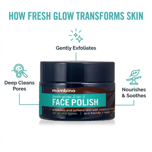 Vista 2 de Mambino Organics Fresh Glow - Exfoliante facial 3 en 1, limpiador facial exfoliante y limpiador facial para un cuidado suave de la piel, exfoliante