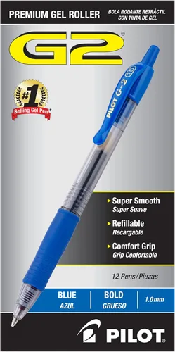 Vista 10 de PILOT G2 Bolígrafos de gel de alta calidad, con punta gruesa y retráctil, recargables, de tinta negra, paquete de 12 unidades (31256)