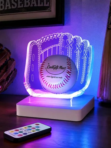 Vista 7 de CoolGift Mart Soporte de exhibición de guantes de béisbol con luz Béisbol-16