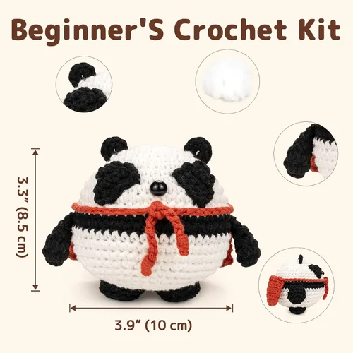 Vista 3 de Yeezhee Kit de ganchillo para principiantes, juego completo de iniciación de animales Amigurumi con tutoriales en video paso a paso, hilo y gancho
