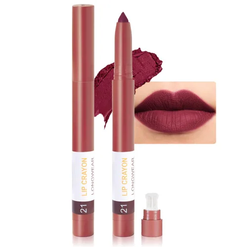 Vista 8 de BINGBRUSH Combo de delineador de labios y lápiz labial 2 en 1, lápiz labial mate, de larga duración, impermeable, lápiz labial, a prueba de manchas