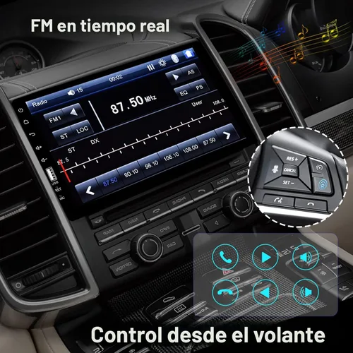 Vista 5 de Estéreo de automóvil de un solo DIN con Bluetooth de 9 pulgadas, pantalla táctil HD, estéreo para automóvil con cámara de respaldo + micrófono