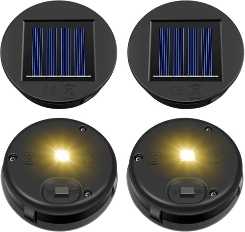Vista 7 de Piezas de repuesto de luz solar, paquete de 2 luces solares de repuesto, insertos de luz solar de 8 lúmenes para linternas, caja de batería