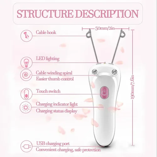 Vista 3 de Depiladora eléctrica de belleza para mujer, depiladora de belleza facial eléctrica inalámbrica, depilación facial para mujeres, removedor de vello