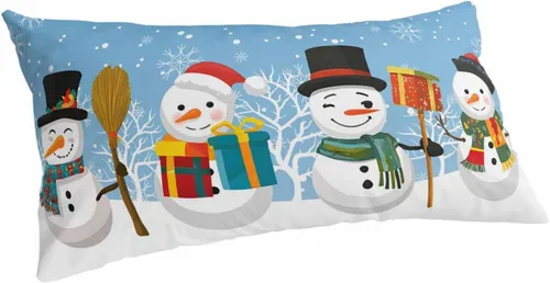 Vista 19 de Fundas de almohada de tamaño estándar de muñeco de nieve negro, paquete de 2 fundas de almohada suaves decorativas para sofá de cuerpo largo
