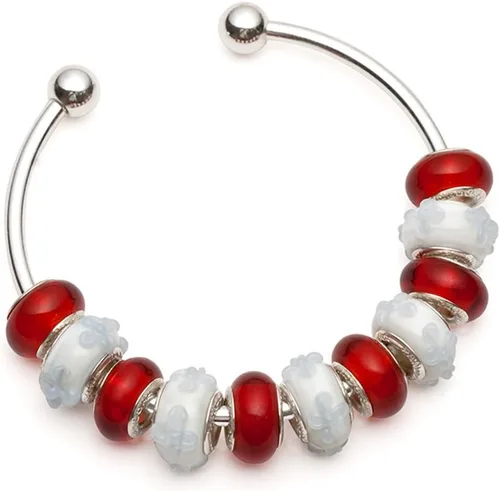 Vista 6 de RUBYCA 10 pulseras de plata blanca chapada en plata blanca con forma de tornillo, para bricolaje
