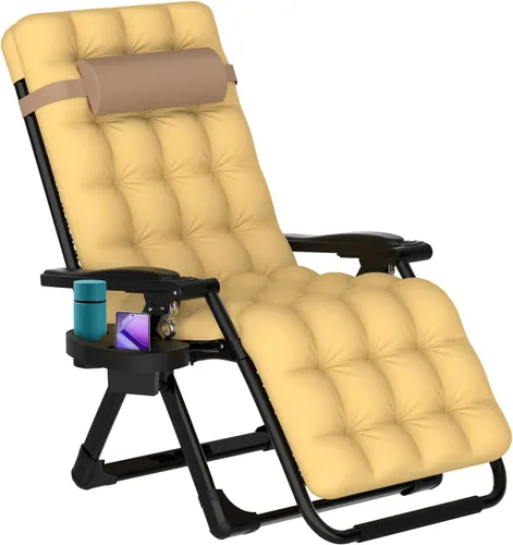 Vista 10 de ZENPETIO Silla de gravedad cero, sillas reclinables de camping con cojín