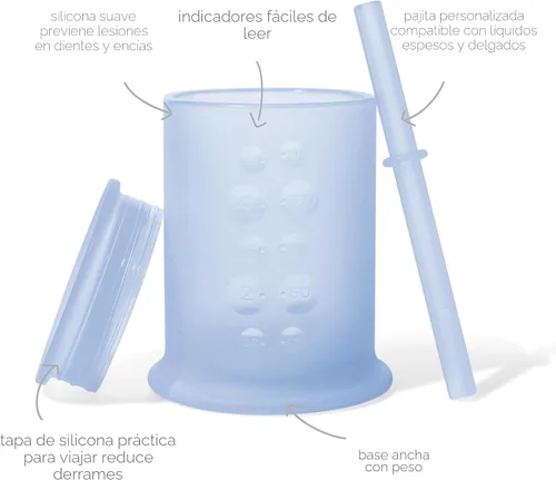 Vista 3 de Olababy Taza de entrenamiento de silicona con tapa con popote Taza para beber agua para bebés 6+ meses de bebé a 12-18 meses Taza para beber