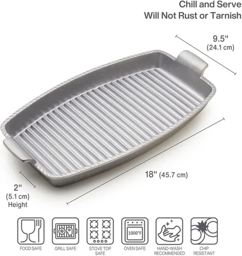 Vista 2 de Wilton Armetale Gourmet Grillware - Plancha con asas, 18.5 pulgadas