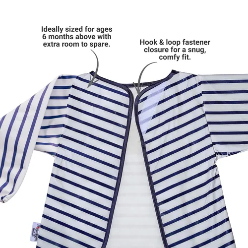 Vista 5 de Bata impermeable para padres, Rayas azules