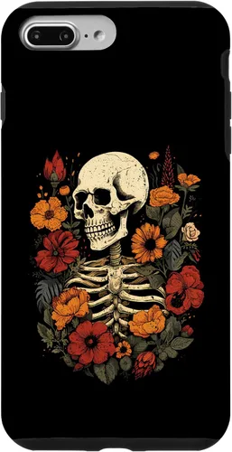 Vista 9 de iPhone 14 esqueleto floral calavera Halloween flores genial diseño gráfico