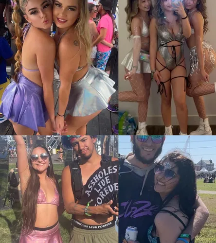 Vista 7 de Trajes de rave para mujer EDC Sexy Festival de Música Metálica Holográfica Bikini Top Bottom Beach Skirt 3 piezas