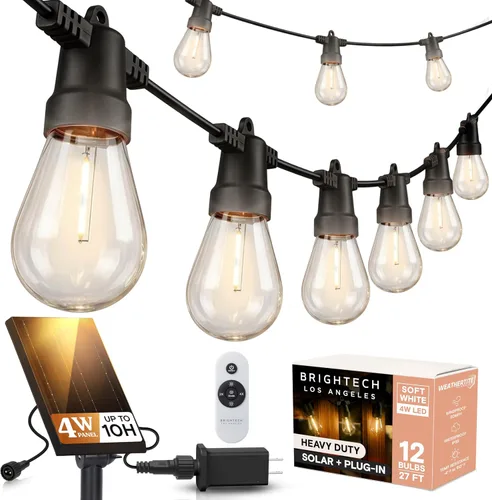 Vista 8 de Brightech Ambience Pro - Guirnalda de luces LED impermeables para exteriores con energía solar – Luces de patio de grado comercial con bombillas