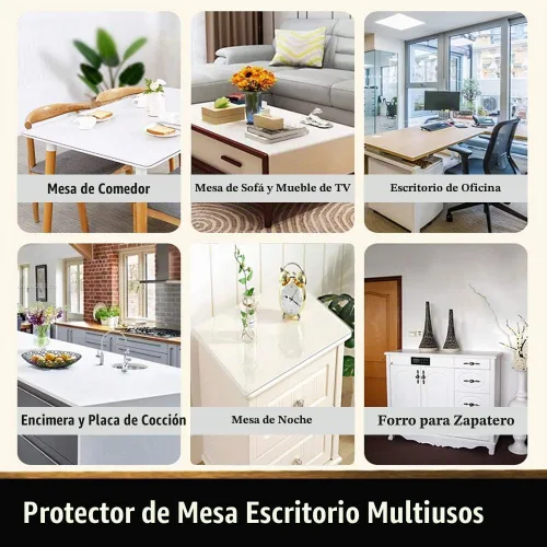 Vista 5 de Protector cuadrado de vinilo transparente para mesa de mesita de noche, protector de mesa de PVC, plástico, mantel de mesa, tapete de escritorio