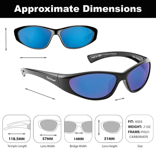 Vista 2 de Flying Fisherman Fluke Jr - Lentes de sol polarizados con bloqueador UV AcuTint para pesca y deportes al aire libre, espejo negroazul humo, pequeño