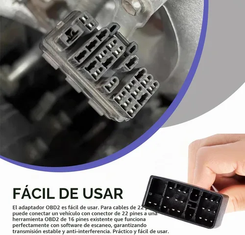 Vista 3 de Cable OBD2 de 22 pines OBD1 a 16 pines, adaptador de conversión funciona con herramientas de escáner OBD2, arnés de diagnóstico flexible