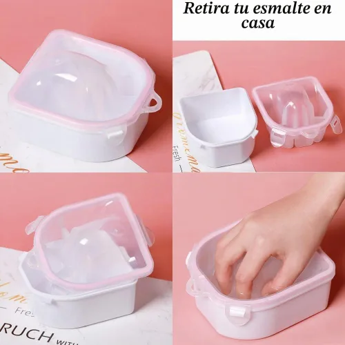 Vista 6 de Cuenco de remojo de uñas, kit de removedor de esmalte de uñas de gel, cuenco de manicura para manos, herramientas de eliminación de polvo