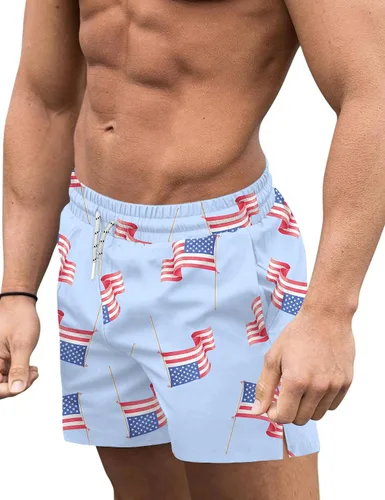 Vista 25 de COOFANDY Men's Swim Trunks Quick Dry Board Shorts Swimwear Bathing Suit Un negro