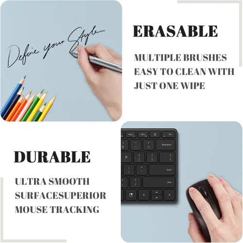 Vista 2 de Tapete de escritorio de borrado en seco, pizarra blanca de escritura borrable para hacer planes Waterproof Desk Pad, Non-Slip Large Desktop