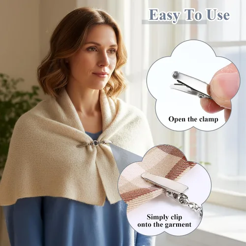 Vista 4 de 6 Pcs Vintage Sweater Clips Shirt Dress Cinch Clip Retro Cardigan Collar Chain Clips Brooch Pins for Women Clothing