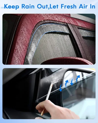 Vista 3 de Deflector de ventana lateral, viseras de humo oscuro, protectores de lluvia, juego de 4 piezas para Honda para CR-V 2002-2006