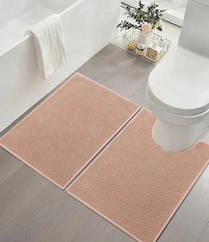Vista 17 de YIHOUSE Juego de 2 tapetes de baño ultrafinos de secado rápido, tapete de baño absorbente para baño, antideslizante, lavable a máquina (beige)