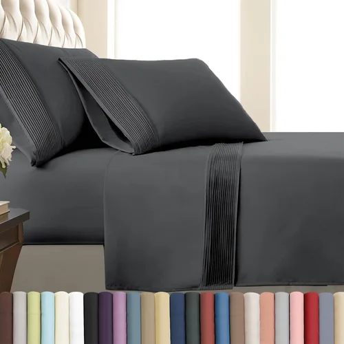 Vista 11 de Southshore Fine Linens®, juego de ropa de cama con bolsillo profundo, Microfibra, Negro, gemelo
