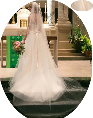 Vista 4 de Cathedral 11059-2 velo de tul auténtico para novias., talla única