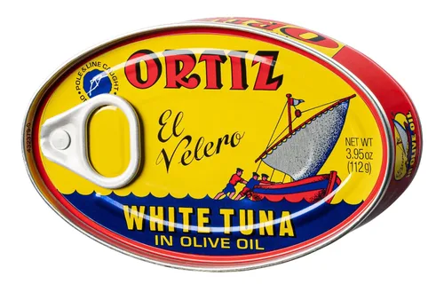 Vista 2 de Ortiz Atún español, paquete de regalo de edición especial, 12 filetes tiernos de atún capturado en la naturaleza, empaquetados a mano en aceite
